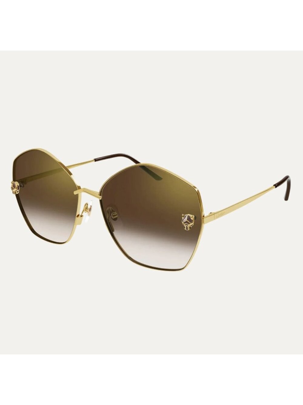 NWT Cartier CT0356S 002 Geometric Gold Brown Women Sunglasses Authentic